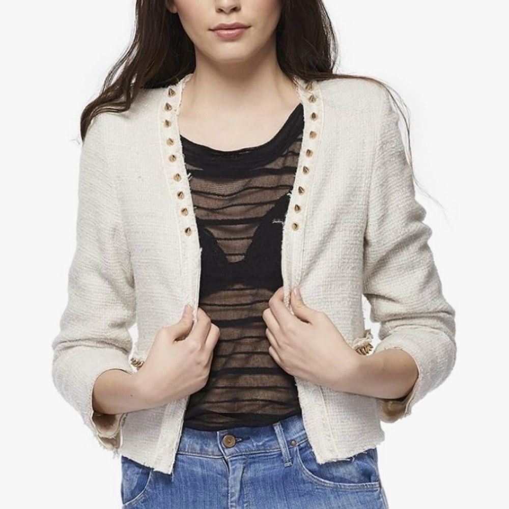 LOVERS + FRIENDS x Because I’m Addicted Crop Jacket Open Front Studs Size Small